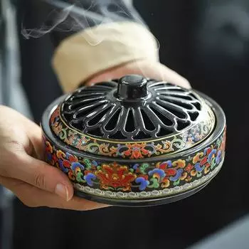 Керамический аромадиффузор ретро курильница, украшение дома креативный эмалированный цвет большая курильница от комаров