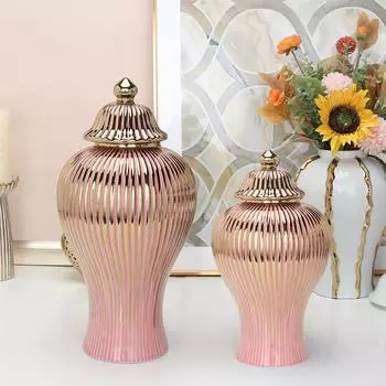 Керамический бак для хранения с крышкой Бак для хранения Керамические украшения Украшение цветочной вазы в европейском стиле Украшения бака для хранения