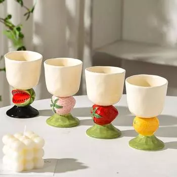 Керамический бокал для фруктов ручной работы, десертный стаканчик, керамическая креативная кружка для мороженого, красивая посуда для напитков, высококачественные принадлежности для питья кофе 101-200ml