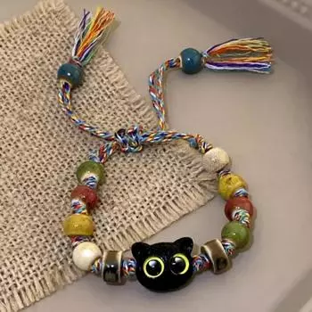 Керамический браслет Cat Женский цветной браслет из бисера Сетка Красный прилив Возьмите Продвинутые ювелирные изделия.