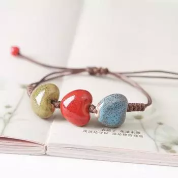 Керамический браслет в форме круга с цветной глазурью Браслет из керамики ручной работы в этническом стиле square