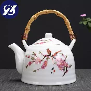 Керамический чайник большой емкости с ручкой и фильтром, фарфоровый чайник для ресторана