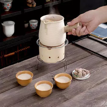 Керамический чайник и плита с боковой ручкой, многоцелевой чайник, для пикника, чайной, коричневый