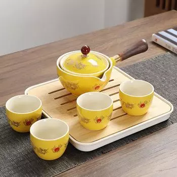 Керамический чайник, китайский чайник Gongfu, вращающийся на 360 градусов, заварочный чайник, портативный одиночный расходные материалы на 160 мл