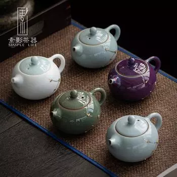 Керамический чайник Ru kiln, одиночный чайник Ge kiln, большой чайник Xi Shi и фарфоровый чайный сервиз, набор чашек для чая, домашний