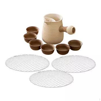 Керамический чайник с чашками для кипячения воды, кофейник для дома, маленькие чайники для пикника белый