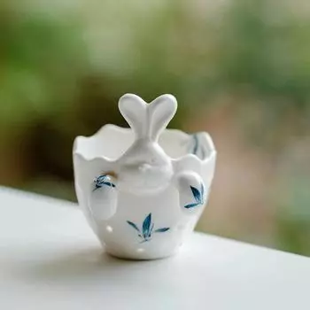 Керамический чайный фильтр «Бабочка-кролик» – Расписанный вручную креативный разделитель чая для чая Кунг-фу A