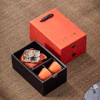 Керамический чайный сервиз с хурмой, 1 шт., керамический чайник с 2 чайными чашками для дома, ресторана, отеля, офиса, чайные аксессуары, деловые подарки, праздничные подарки для чая Lo Mass Crowd