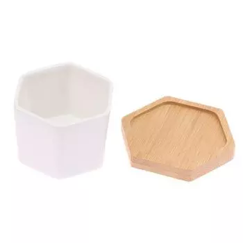 Керамический цветочный горшок Белый шестиугольный керамический горшок с поддоном Европейский цветочный горшок Простой контейнер для суккулентных растений Маленькие горшки для бонсай