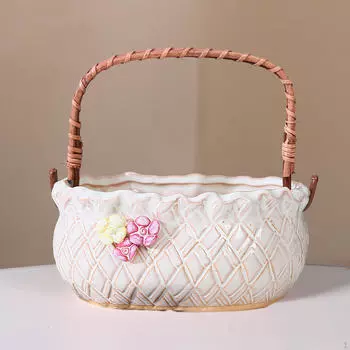 Керамический цветочный горшок для переносной корзины, контейнер для растений, внутреннее украшение Light gray blue