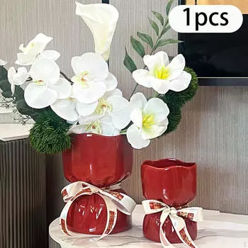 Керамический цветочный контейнер для творческого творчества и цветочной экспозиции Red