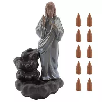 Керамический держатель для благовоний, курильница для дыма, курильница с обратным потоком, декоративный орнамент (# 1)