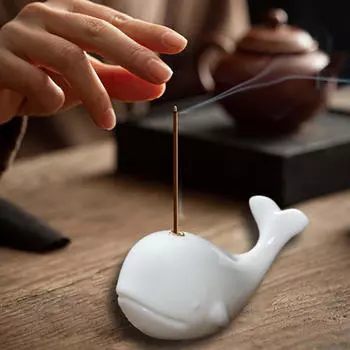 Керамический держатель для благовоний в виде кита — ароматерапевтическое украшение ручной работы для дома и офиса синий