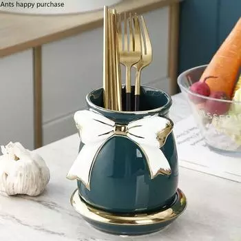 Керамический держатель для палочек для еды, дренажная сетка, ложка, нож, вилка, подставка для столовых приборов, контейнер для хранения кухонной посуды, органайзер для палочек для еды
