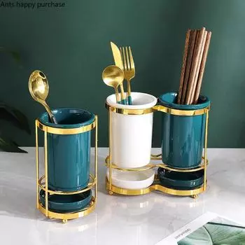 Керамический держатель для палочек для еды из кованого железа, кухонная полка, подставка для слива, клетка для палочек для еды, крестообразные полки для хранения ложек, органайзер, подставка для столовых приборов