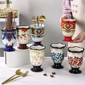 Керамический держатель для палочек для еды, клетка для палочек для еды, домашняя кухонная полка, ящик для хранения столовых приборов, стойка для хранения, органайзер для палочек для еды, бутылка для хранения