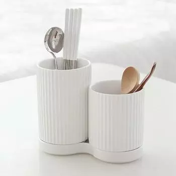 Керамический держатель для столовых приборов со складками Nature Living, цвет слоновой кости, 2 предмета, кремовый цвет слоновой кости, 1 предмет, популярная корейская посуда