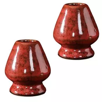 Керамический держатель для венчика матча ручной работы Подставка для чайного венчика Аксессуар для традиционной чайной церемонии Компактный декор для чайного домика красный