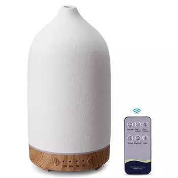 Керамический диффузор для ароматерапии, обновленный диффузор эфирного масла с двойным управлением, безводный ультразвуковой увлажнитель древесины для семейного офиса EU белый