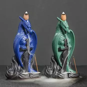 Керамический дракон, водопад, подставка для благовоний, ручной работы, домашний декор, художественное ремесло, настольное украшение для мест для йоги и медитации