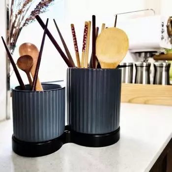 Керамический футляр для столовых приборов Merry Table Themba Board, набор из 3 предметов, сине-серый, 1 предмет, популярная корейская посуда