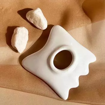 Керамический инструмент для скребка для лица Керамическая доска Гуаша, антивозрастной уход за кожей лица, уменьшение темных кругов, удаление морщин Onesize