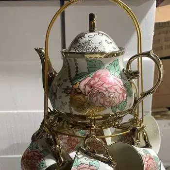 Керамический кофейный сервиз, Гальванизированная кофейная чашка и блюдце Набор из 20 предметов, Английский сервиз для послеобеденного чая красный