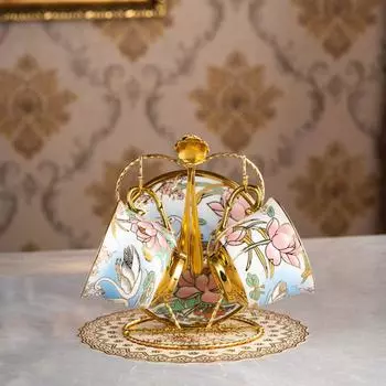 Керамический кофейный сервиз с чашкой кофе из Пномпеня, легкая роскошная чашка для послеобеденного чая, бытовая высококачественная чашка для чая с цветком default
