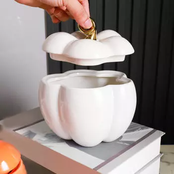 Керамический контейнер для хранения конфет и сахара с крышкой белый