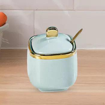 Керамический контейнер для сахара и приправ, банка для хранения на кухне Square White