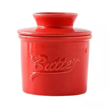 Керамический кувшин для масла с крышкой. Блюдо для французского масла. Хранительница. Мягкий контейнер для хранения масла. Банка для хранения с водопроводом. Кухонные принадлежности. красный