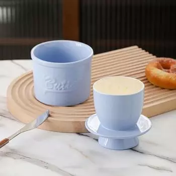 Керамический кувшин для масла с крышкой, французская тарелка для масла, держатель для прилавка, мягкий контейнер для хранения масла, банка для хранения циан