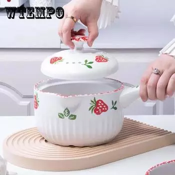 Керамический маленький горшочек для молока, горшочек с лапшой быстрого приготовления, маленький котелок для кипячения, молоко, милый горшочек с детскими добавками, маленький горшок, домашняя запеканка с лапшой 18cm