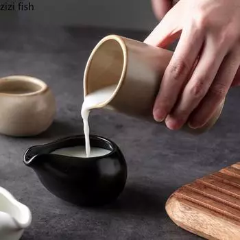 Керамический молочник, миска для специй, соусница, кофейные чашки, ведерко для соуса для стейка, миски для закусок, соусницы, соусницы, столовые приборы чёрный