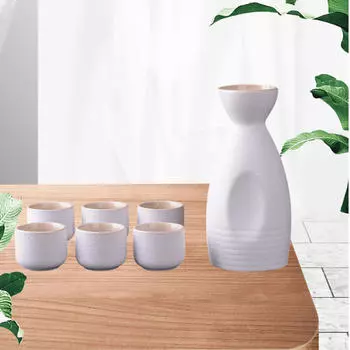 Керамический набор для сакэ, чашка для украшения или замороженный орнамент, 1 бутылка, 6 предметов для питья, фарфоровая посуда Round Sake pot