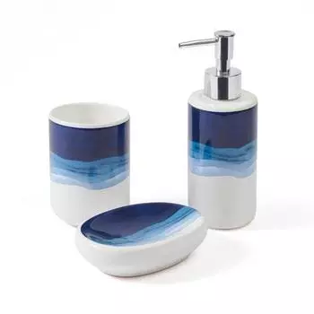 Керамический набор для ванной комнаты Evidea из 3 предметов, синий, 18x6 см