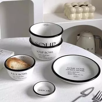 Керамический набор столовых приборов Миска для риса Миска для завтрака Супница Поднос для десерта Подходит для микроволновой печи Миска для лапши Набор столовых приборов