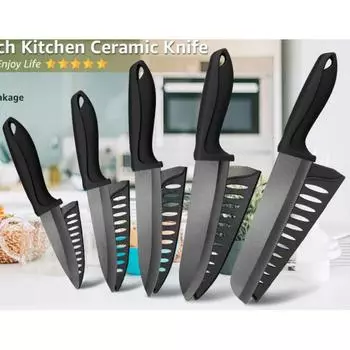 Керамический нож 3 4 5 6 дюймов острый кухонный нож шеф-повара универсальный слайсер для очистки овощей и фруктов зазубренный хлеб мясной тесак с ножнами черное лезвие 3inchblack