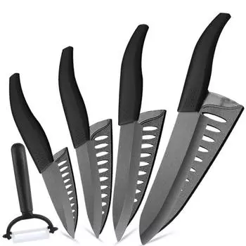 Керамический нож для фруктов для кухни 3 4 5 6 дюймов нож шеф-повара с ножнами утилита нарезка кулинарный инструмент для овощей нержавеющий циркони Black handle (black)