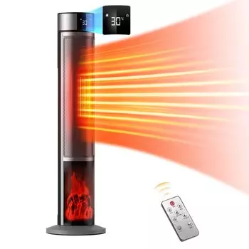 Керамический обогреватель Быстрый нагрев Зимний новый ЭКО Постоянная температура Энергосберегающий отрицательный электрический вентиляторный обогреватель Башенного типа 3D имитация пламени