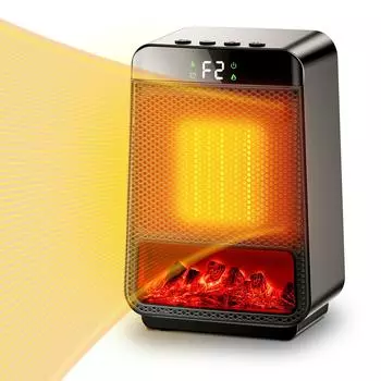 Керамический обогреватель Зимняя инновационная модель Светодиодный дисплей Энергосберегающий небольшой электрический вентилятор Нога 3D имитация теплого воздуха Выкл Керамический вентилятор Отопление Электрический