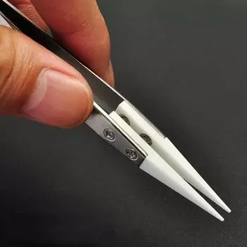 Керамический пинцет с прямым наконечником для электронной пайки, прецизионные пинцеты с ручкой из нержавеющей стали, ручные инструменты YSL чёрный