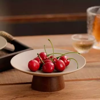 Керамический поднос для десертов Деревянная тарелка для фруктов Кухонный органайзер Поднос для хранения Главная Style 3