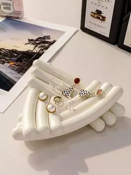 Керамический поднос для хранения ювелирных изделий и косметики, ванна, мыльница для ароматерапии, мыльница, входная стойка, украшения для хранения чёрный