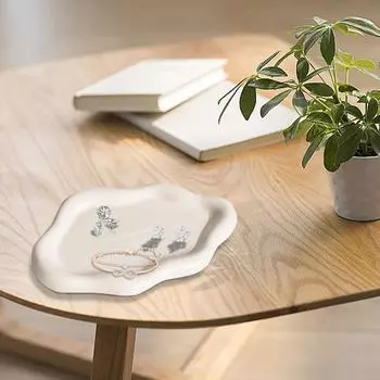 Керамический поднос для украшений, декоративное облачное блюдо, поднос для ключей для женщин, держатель для колец, симпатичная тарелка для украшений, чаша One Size бежевый