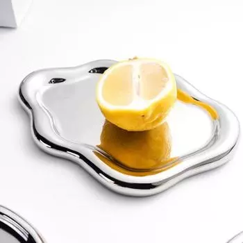 Керамический поднос для ювелирных изделий, брелок, дизайн облака, туалетный столик, брелок для ключей для женщин, держатель для колец, блюдо, серебряная тарелка, чаша, декор комнаты, эстетический подарок на день рождения Round белый