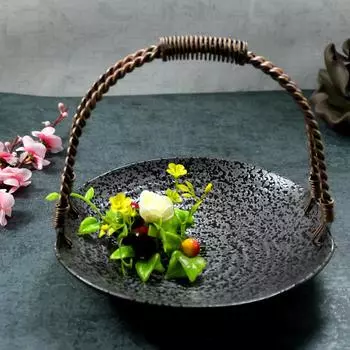 Керамический поднос с ручкой для фруктов, суши, стейков, подноса, посуды, посуды, посуды для дома, японской посуды, фарфоровой посуды для выпечки