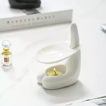 Керамический подсвечник для благовоний с эфирным маслом, ароматерапевтическая горелка, поделки, прекрасная курильница для домашнего офиса, декор стола белый