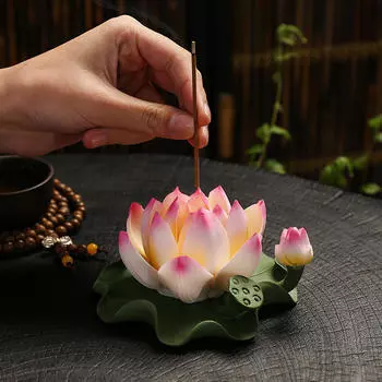 Керамический подсвечник для благовоний в виде цветка, центральный элемент домашнего декора Pink Yellow
