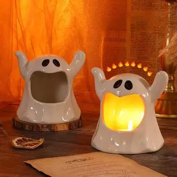 Керамический подсвечник для привидения на Хэллоуин, подставка для свечей, подставка для ключей в виде кролика, органайзер для украшения комнаты, домашнего стола, ароматизированный контейнер